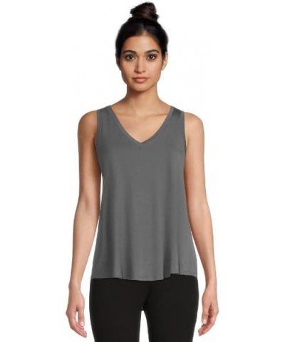 Women's High Low V-Neck Tank Top Grey Metal $9.44 Tanks