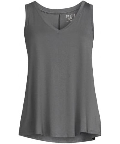 Women's High Low V-Neck Tank Top Grey Metal $9.44 Tanks