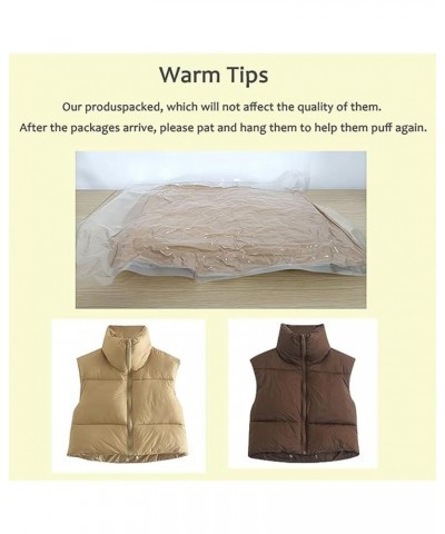 Womens Cropped Puffer Vest Padded Zip Up Lightweight Glite Stand Collar Sleeveless Warm Outerwear White $21.44 Vests