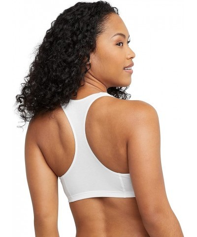 Women's Cotton Racerback Bralette Pack, Breathable Low Impact Sports Bra, 3-Pack White/Denim Jacket Blue Heather/Moonlite $11...