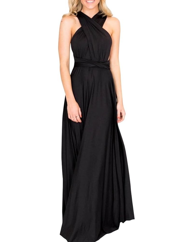 Women Transformer Multi Way Bandage Dress Convertible Bridesmaid Gown Black $20.56 Dresses