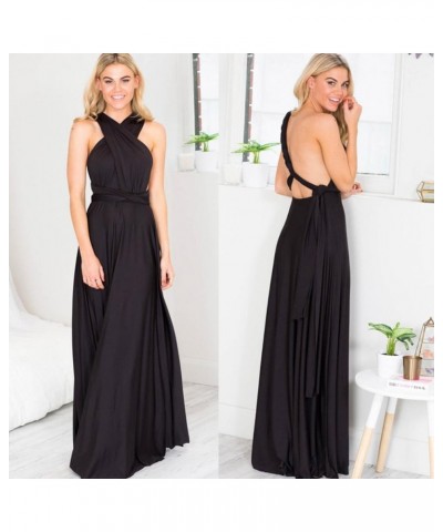 Women Transformer Multi Way Bandage Dress Convertible Bridesmaid Gown Black $20.56 Dresses