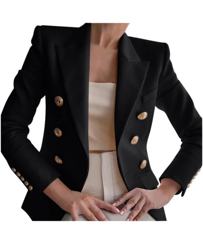 Fitted Blazers for Women Draped Open Front Cardigans Jacket Long Sleeve Work Suit Office Blazer with Button Pockets 01-black ...