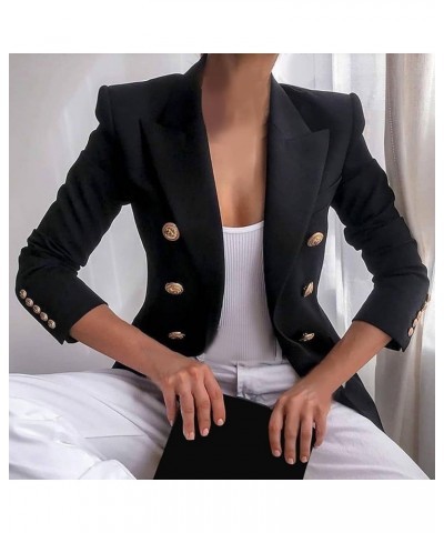 Fitted Blazers for Women Draped Open Front Cardigans Jacket Long Sleeve Work Suit Office Blazer with Button Pockets 01-black ...