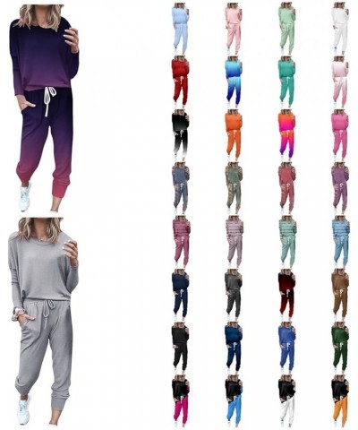 Women's Sweat Suits 2 Piece Set, Lounge Tracksuits Round Neck Long Sleeve Pullover Tops Jogger Pants Soft Outfits Blue-6 $6.1...