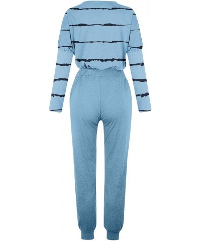 Women's Sweat Suits 2 Piece Set, Lounge Tracksuits Round Neck Long Sleeve Pullover Tops Jogger Pants Soft Outfits Blue-6 $6.1...