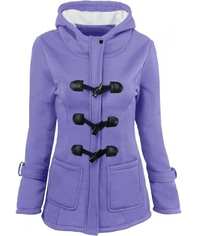 Womens Fur Hood Winter Coats Sherpa Lined Parkas Jacket Windproof Thicken Warm Outerwear Plus Size Long Sleeve Coat Purple $9...