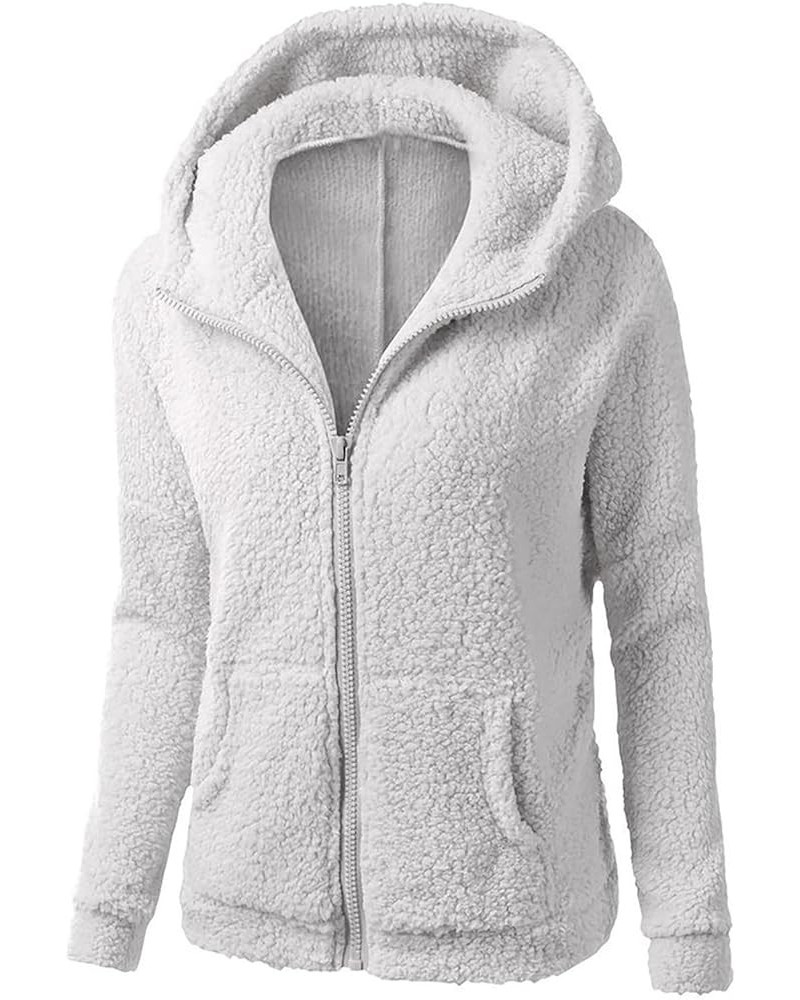 Womens Fuzzy Sherpa Fleece Zip Up Hoodies Kawaii Cat Ear Sweatshirt Sweater Lightweight Jackets Coats with Pocket Xb-gray $13...