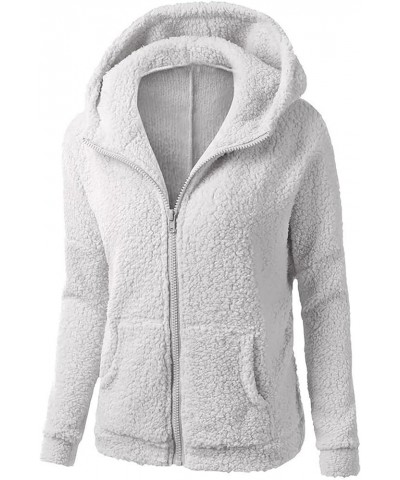 Womens Fuzzy Sherpa Fleece Zip Up Hoodies Kawaii Cat Ear Sweatshirt Sweater Lightweight Jackets Coats with Pocket Xb-gray $13...