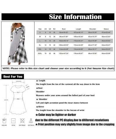 Women's Bodycon Dresses Fashion Plaid Stitching Button Pockets Pile Neck Long Sleeve Dress Fall Dresses Blue $4.00 Dresses