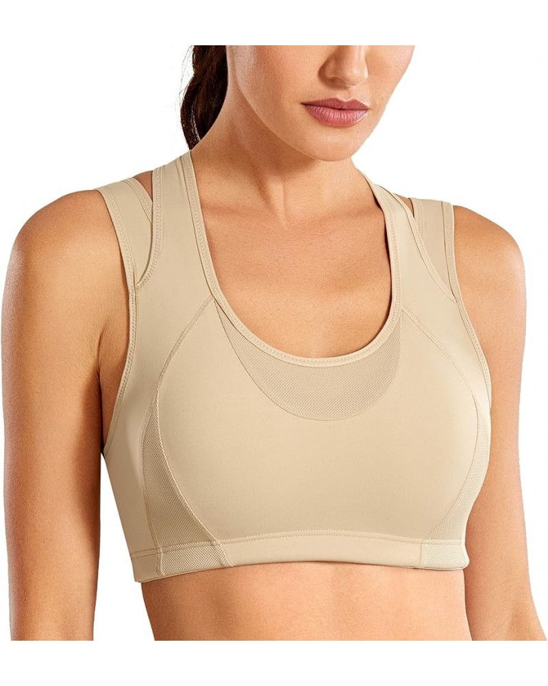 Sports Bras for Women High Support Mesh Full Coverage Racerback Wireless No Bounce Running Bras Apricot Beige $16.28 Lingerie