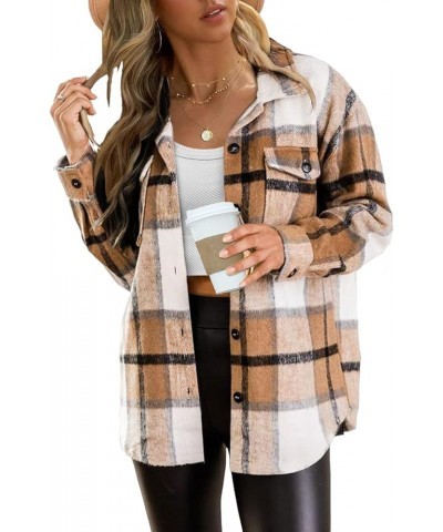 Womens Long Sleeve Plaid Shirts Shacket Jacket Collared Button Down Gingham Casual Top Fall Clothes Fashion Blouse Ze-light K...