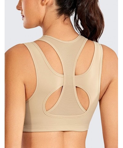 Sports Bras for Women High Support Mesh Full Coverage Racerback Wireless No Bounce Running Bras Apricot Beige $16.28 Lingerie