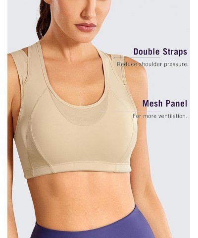 Sports Bras for Women High Support Mesh Full Coverage Racerback Wireless No Bounce Running Bras Apricot Beige $16.28 Lingerie