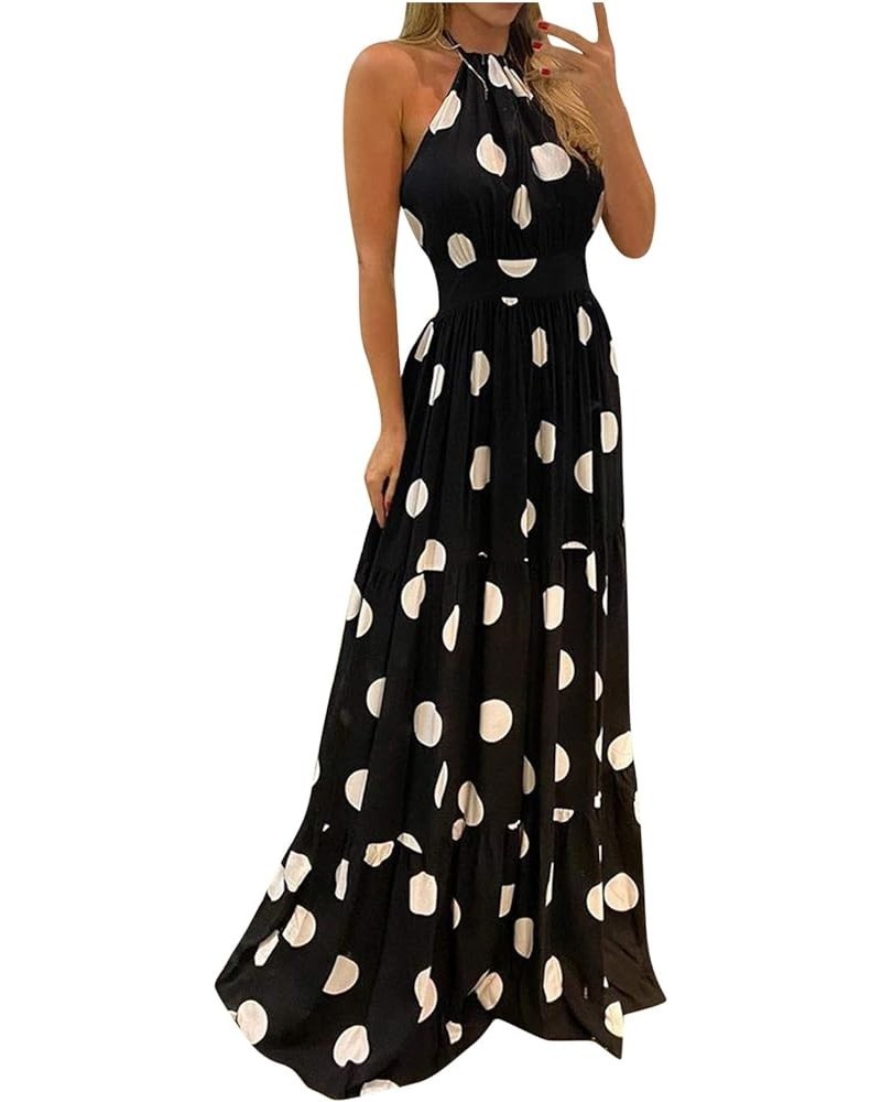 Dresses for Women 2024 Short/Long Sleeve Floral Maxi Long Dress Fashion Casual Summer Sun Boho Dresses F-black $9.71 Others