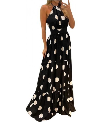 Dresses for Women 2024 Short/Long Sleeve Floral Maxi Long Dress Fashion Casual Summer Sun Boho Dresses F-black $9.71 Others