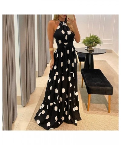 Dresses for Women 2024 Short/Long Sleeve Floral Maxi Long Dress Fashion Casual Summer Sun Boho Dresses F-black $9.71 Others