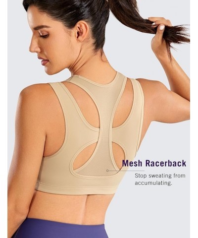 Sports Bras for Women High Support Mesh Full Coverage Racerback Wireless No Bounce Running Bras Apricot Beige $16.28 Lingerie