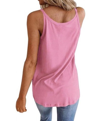 Womens Henley Tank Tops Button Up Shirts Workout Summer Casual Sleeveless Tunics Loose Fit Tees Blouse 5 Pink $10.59 Tanks