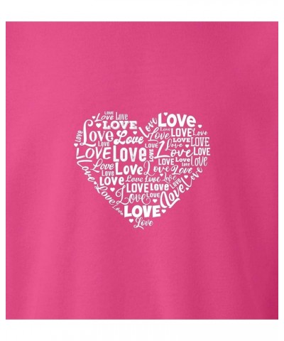 Women's Love Heart Tops Valentine's Day Graphic V Neck T-Shirt Gift Berry $14.45 T-Shirts