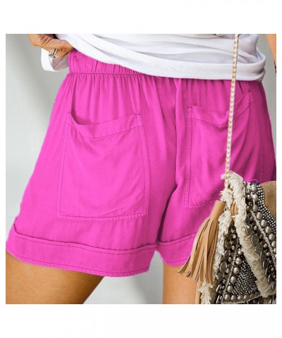 Women's Casual Shorts Comfy Soft Beach Drawstring Pocketed Summer Pockets Rose1-y1 $11.50 Shorts