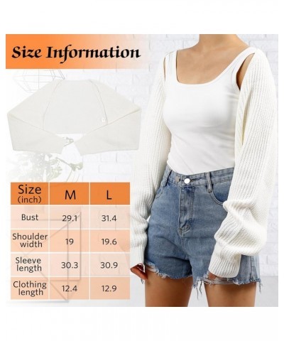 Women's Cardigan Sweater Shrug Solid Color Open Front Long Sleeve Knitted Crop Shurg Sweater White $12.92 Sweaters