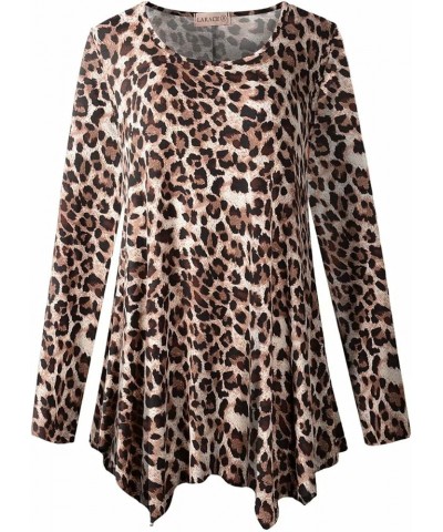 Womens Long Sleeve Flattering Comfy Tunic Loose Fit Flowy Top A-leopard08 $15.07 Tops