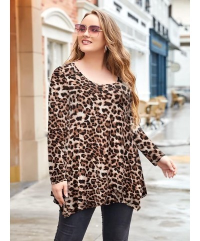 Womens Long Sleeve Flattering Comfy Tunic Loose Fit Flowy Top A-leopard08 $15.07 Tops