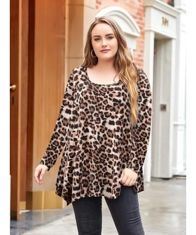 Womens Long Sleeve Flattering Comfy Tunic Loose Fit Flowy Top A-leopard08 $15.07 Tops