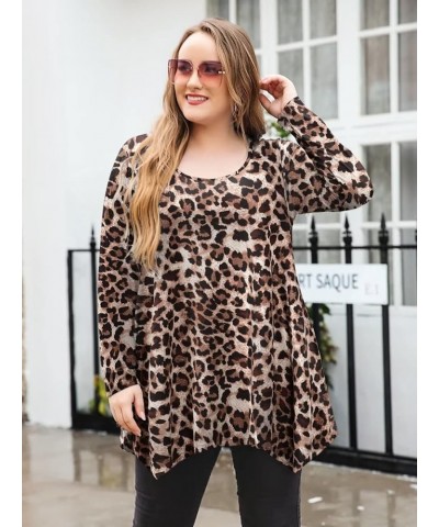 Womens Long Sleeve Flattering Comfy Tunic Loose Fit Flowy Top A-leopard08 $15.07 Tops