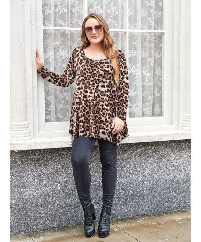 Womens Long Sleeve Flattering Comfy Tunic Loose Fit Flowy Top A-leopard08 $15.07 Tops