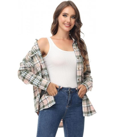 Women's Oversized Flannel Plaid Shirt Long Sleeve Button Down Plus Size Lightweight Shacket Blouse (S-4X) Regular Fit 50013 $...