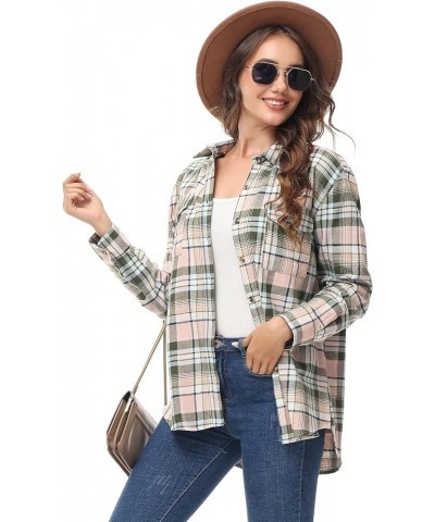 Women's Oversized Flannel Plaid Shirt Long Sleeve Button Down Plus Size Lightweight Shacket Blouse (S-4X) Regular Fit 50013 $...