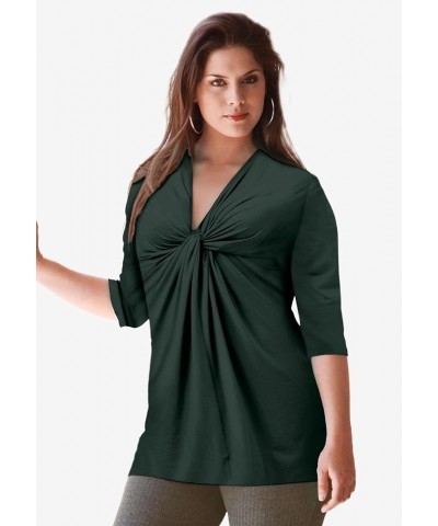 Women's Plus Size Twisted Knot-Front Tunic Rich Red $15.44 Others