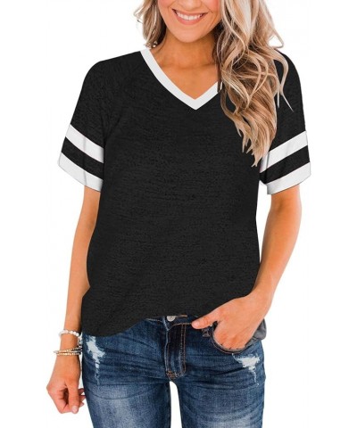 Womens Raglan Shirt 3/4 Sleeve Colorblock Crewneck Soft Casual Workout Pullover Patchwork Tunic Top Z10-black $12.31 T-Shirts