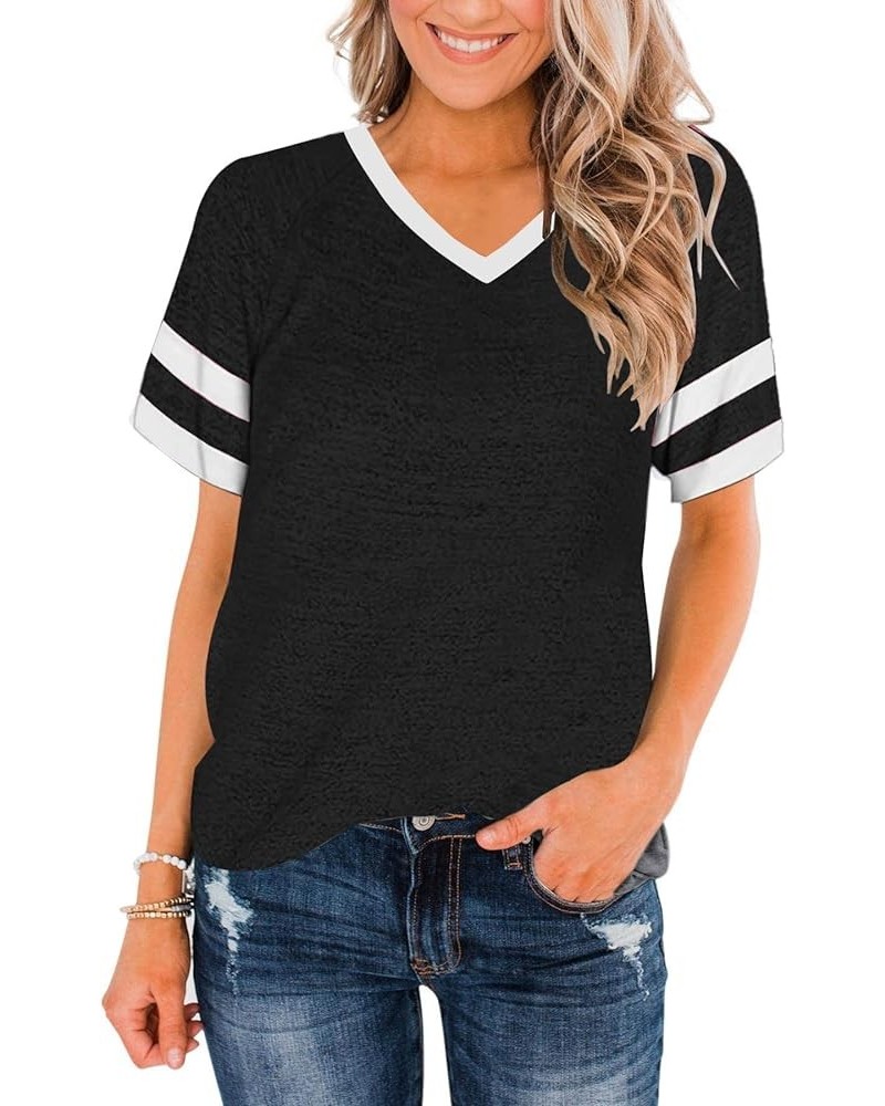 Womens Raglan Shirt 3/4 Sleeve Colorblock Crewneck Soft Casual Workout Pullover Patchwork Tunic Top Z10-black $12.31 T-Shirts