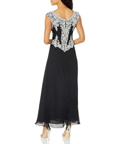 Women's Cap Sleeve Long Beaded Dress Black/White/Silver $18.12 Dresses