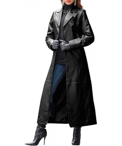 Leather Coat for Women - Women's Sexy Trench Coats Button Jacket Long Faux Pu Leather Jackets,Slim Fit Maxi Coat,Trench Coat ...