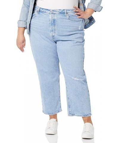 Women's Premium Plus-Size Ribcage Straight Ankle Jean Samba Done - Light Indigo $38.01 Jeans