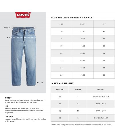 Women's Premium Plus-Size Ribcage Straight Ankle Jean Samba Done - Light Indigo $38.01 Jeans