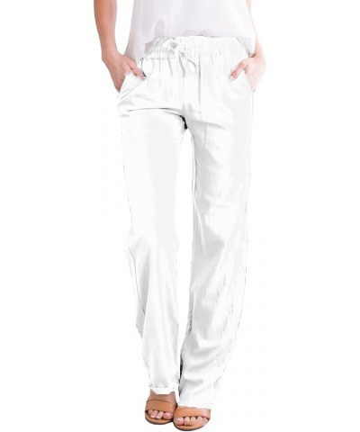 Linen Pants for Women with Pockets Wide Leg Work Trousers Casual High Waisted Straight Leg Pants Comfy Summer Travel Pants A3...