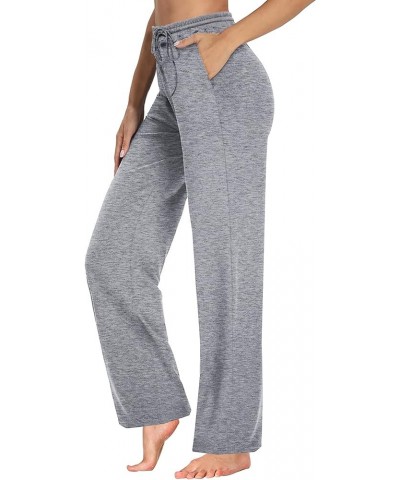 Womens Fall Pants with Pockets Winter Elastic Waist Sweatpants Wide Leg Drawstring Pants S-XXL Grey $17.97 Activewear