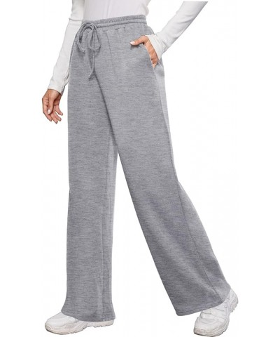 Womens Fall Pants with Pockets Winter Elastic Waist Sweatpants Wide Leg Drawstring Pants S-XXL Grey $17.97 Activewear