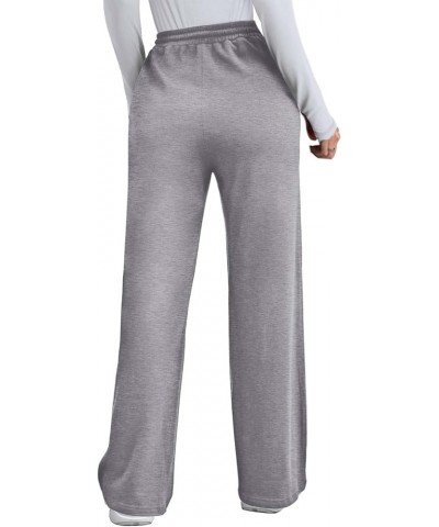 Womens Fall Pants with Pockets Winter Elastic Waist Sweatpants Wide Leg Drawstring Pants S-XXL Grey $17.97 Activewear