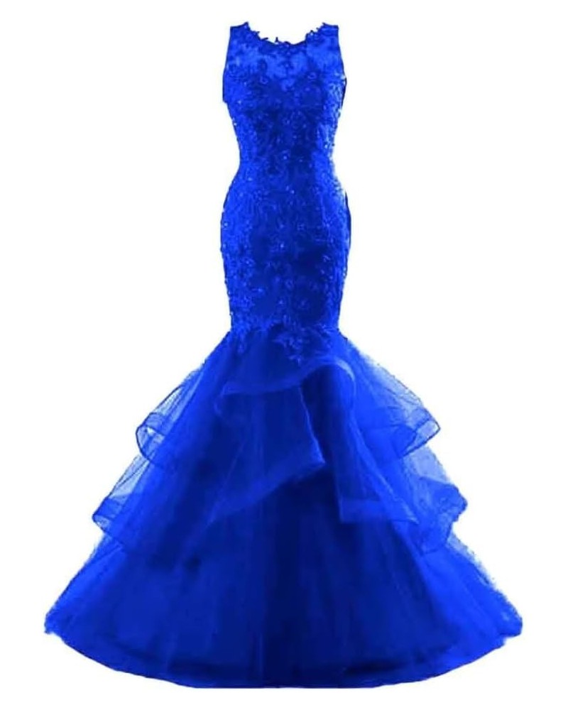 Women's Mermaid Appliques Evening Dresses for Wedding Party Prom Gown Long Sleeve 2-royalblue $52.90 Dresses