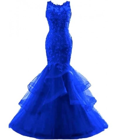 Women's Mermaid Appliques Evening Dresses for Wedding Party Prom Gown Long Sleeve 2-royalblue $52.90 Dresses