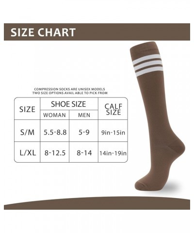 Compression Socks for Women Men Support Socks Knee High Nurses, Pregnancy, Running, Flying, Sports 21-3 Pairs-gray/Beige/Brow...