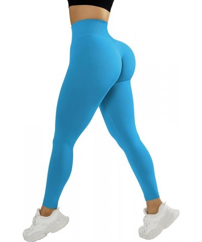 Scrunch Butt Leggings for Women Seamless High Waisted Slimming Workout Gym Yoga Pants No Scrunch Butt 008-blue-tummy Control ...