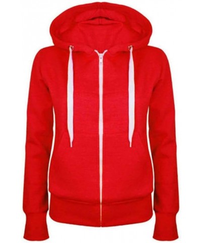 Trendy Hoodies Sweatshirts for Women Zip Up Drawstring Casual Sweatshirt Long Sleeve Fall Outfit Clothes 2023 Red 6 $9.00 Hoo...