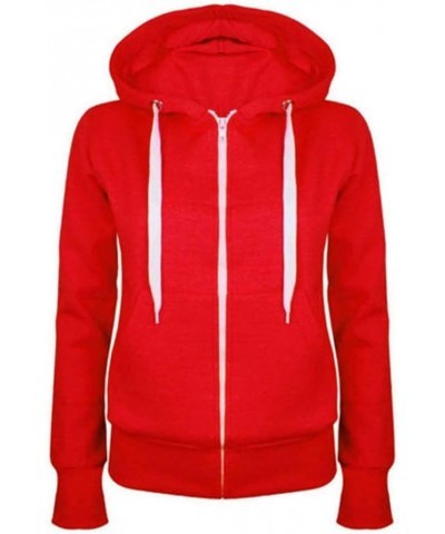 Trendy Hoodies Sweatshirts for Women Zip Up Drawstring Casual Sweatshirt Long Sleeve Fall Outfit Clothes 2023 Red 6 $9.00 Hoo...